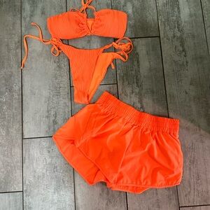 Orange Bikini and shorts